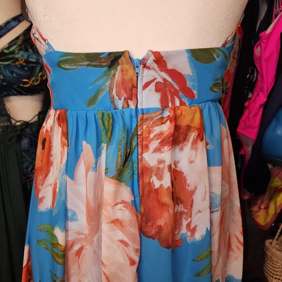 Bisou Bisou Turquoise Floral Strappy Maxi Dress - Picture 10 of 13